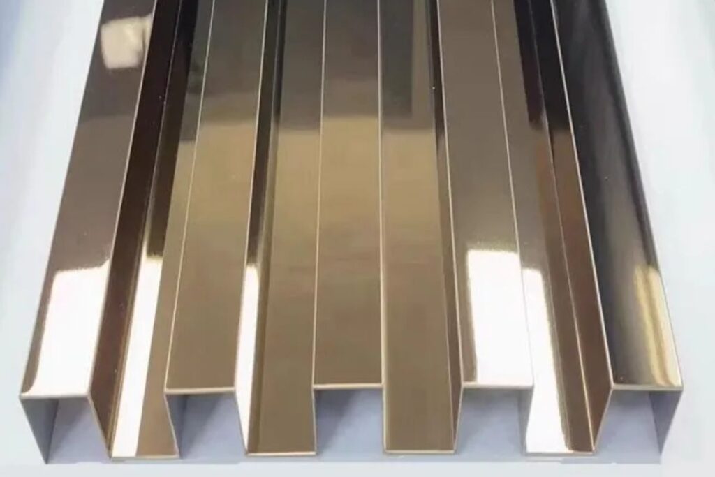 Austenitic Stainless Steel 304 Gold Hairline Fluted Panel in uae