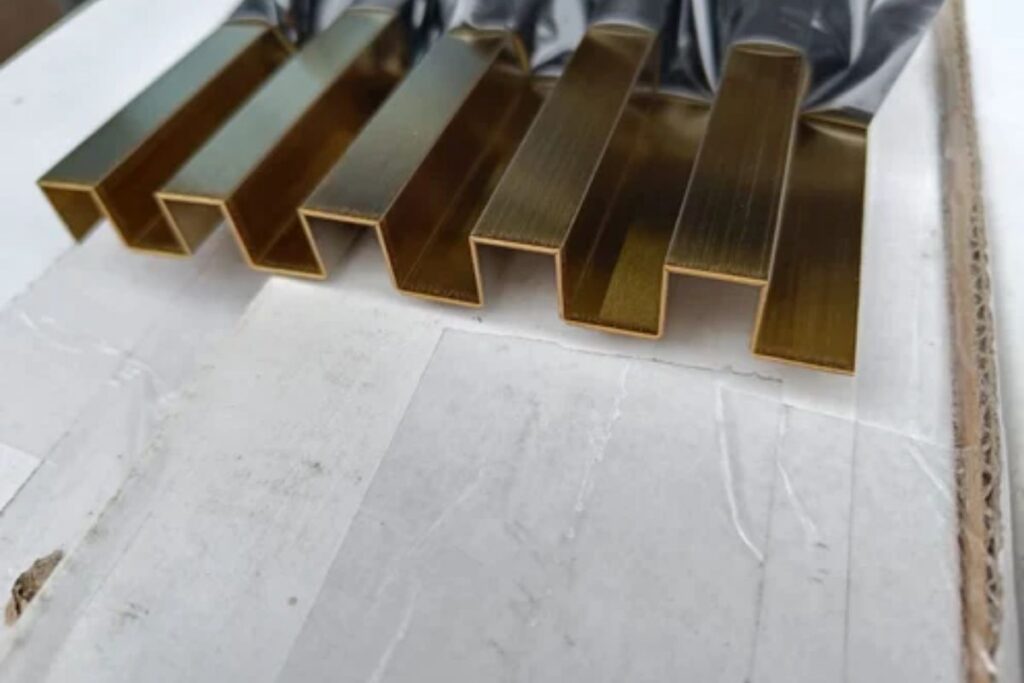 SS Gold Hairline Fluted Panel in uae