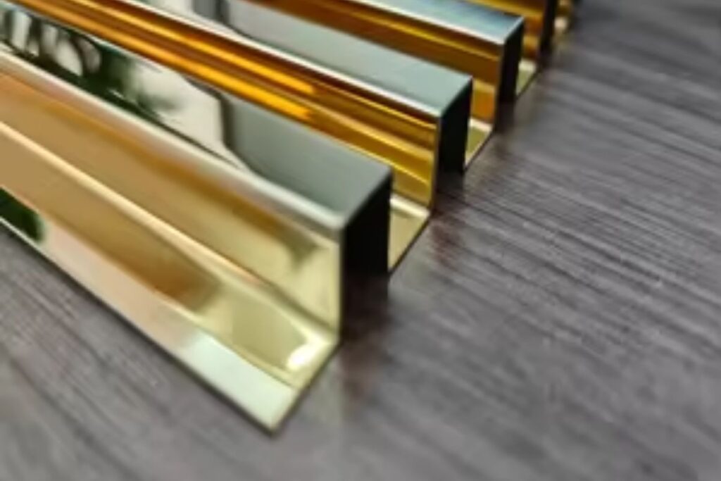 Stainless Steel Gold Hairline Fluted Panel in uae